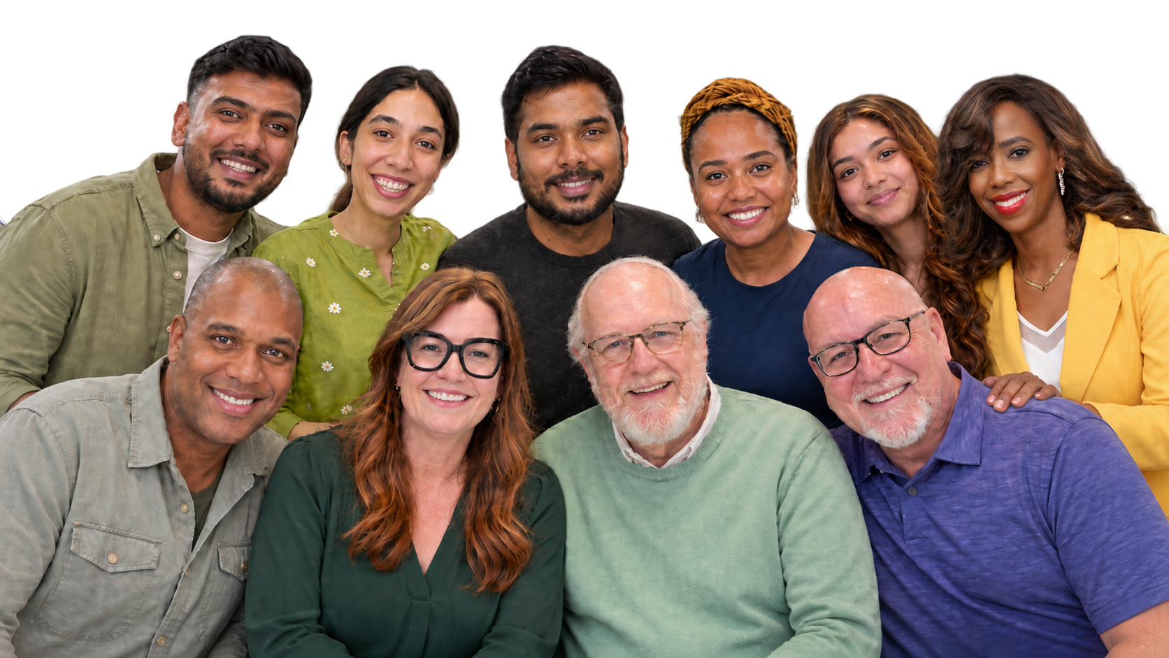 Diverse Team Portrait on Transparent Background